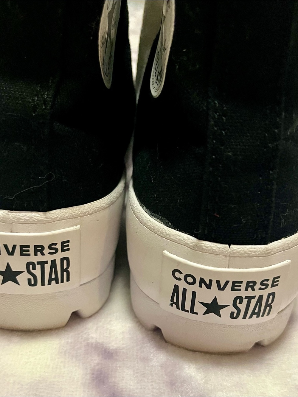 Converse Black and White Platform Lug-Sole High-Top Sneakers - Picture 4 of 6